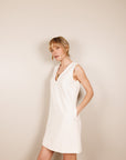 Dress in Cream with Detachable Brooch Size 8