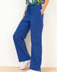 Wide leg linen trousers Blue Size 6