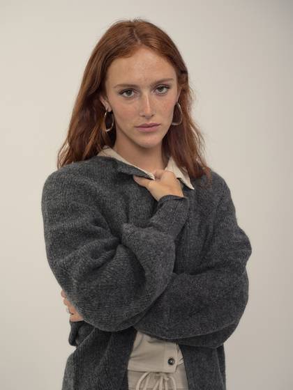 Long Cardigan in Anthracite Grey