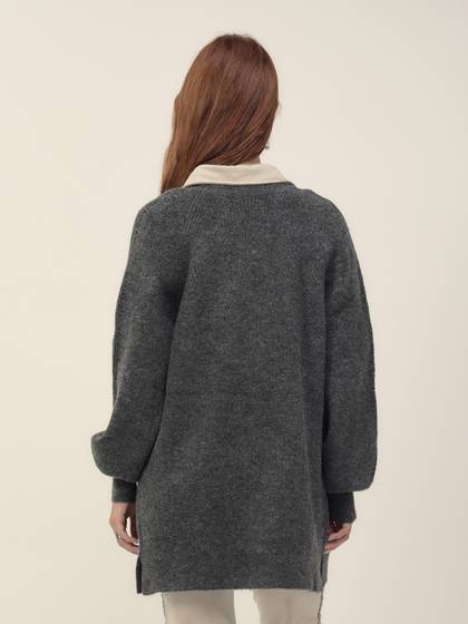 Long Cardigan in Anthracite Grey