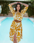 Printed Shirt Dress in Ochre OR Paprika