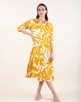 Printed Shirt Dress in Ochre OR Paprika
