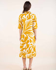 Printed Shirt Dress in Ochre OR Paprika
