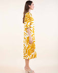 Printed Shirt Dress in Ochre OR Paprika