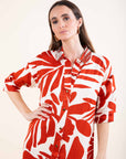 Printed Shirt Dress in Ochre OR Paprika