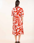 Printed Shirt Dress in Ochre OR Paprika