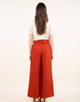 Linen Blend Wide Leg Trousers in Ochre OR Paprika