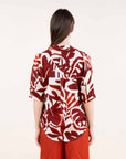 Linen Blend Blouse in Tomato Red or Black