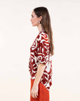 Linen Blend Blouse in Tomato Red or Black