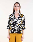 Linen Blend Blouse in Tomato Red or Black