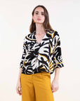 Linen Blend Blouse in Tomato Red or Black