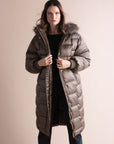 Long Quilted Coat with Hood
