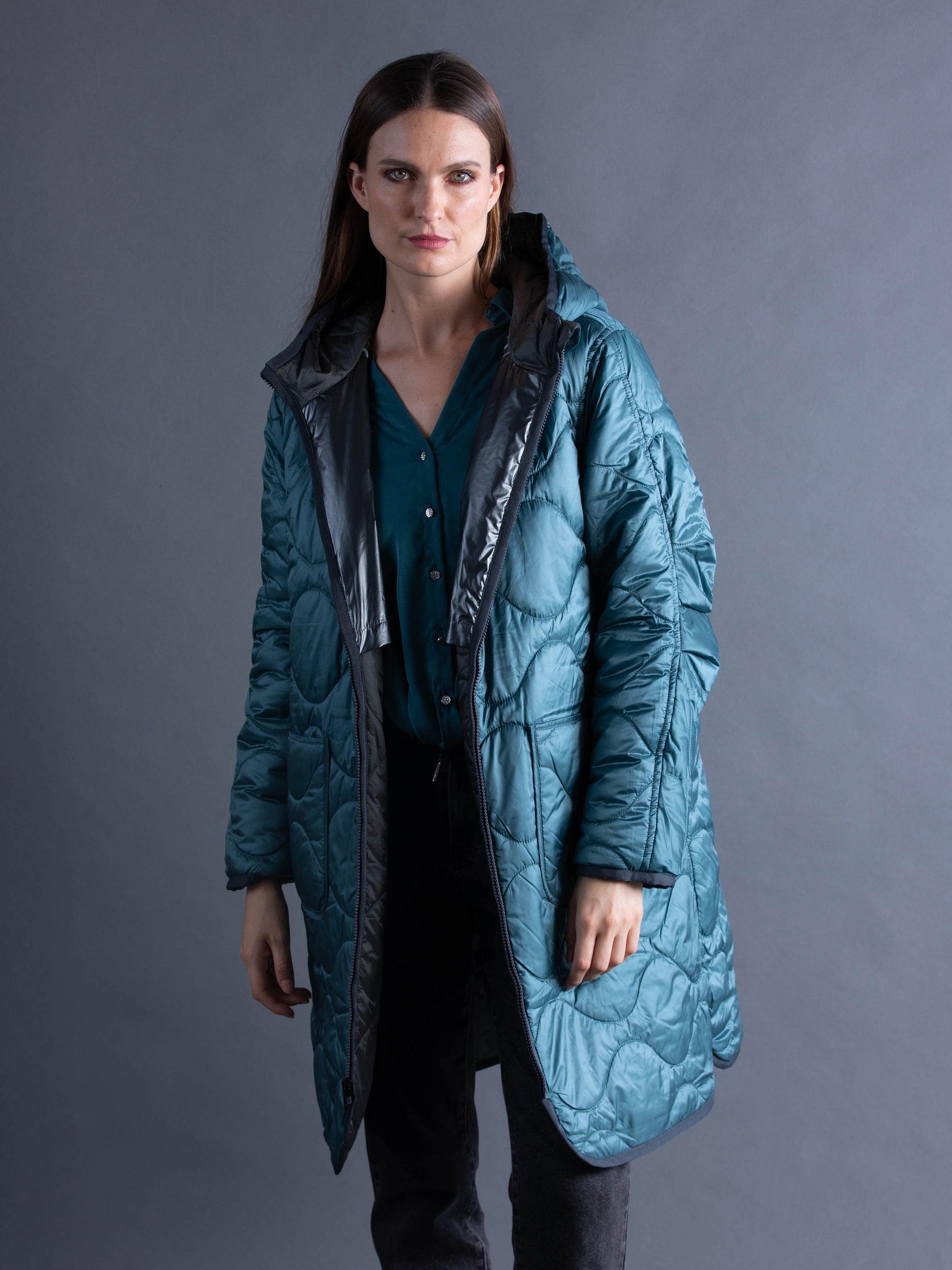 Long Quilted Reversible Coat