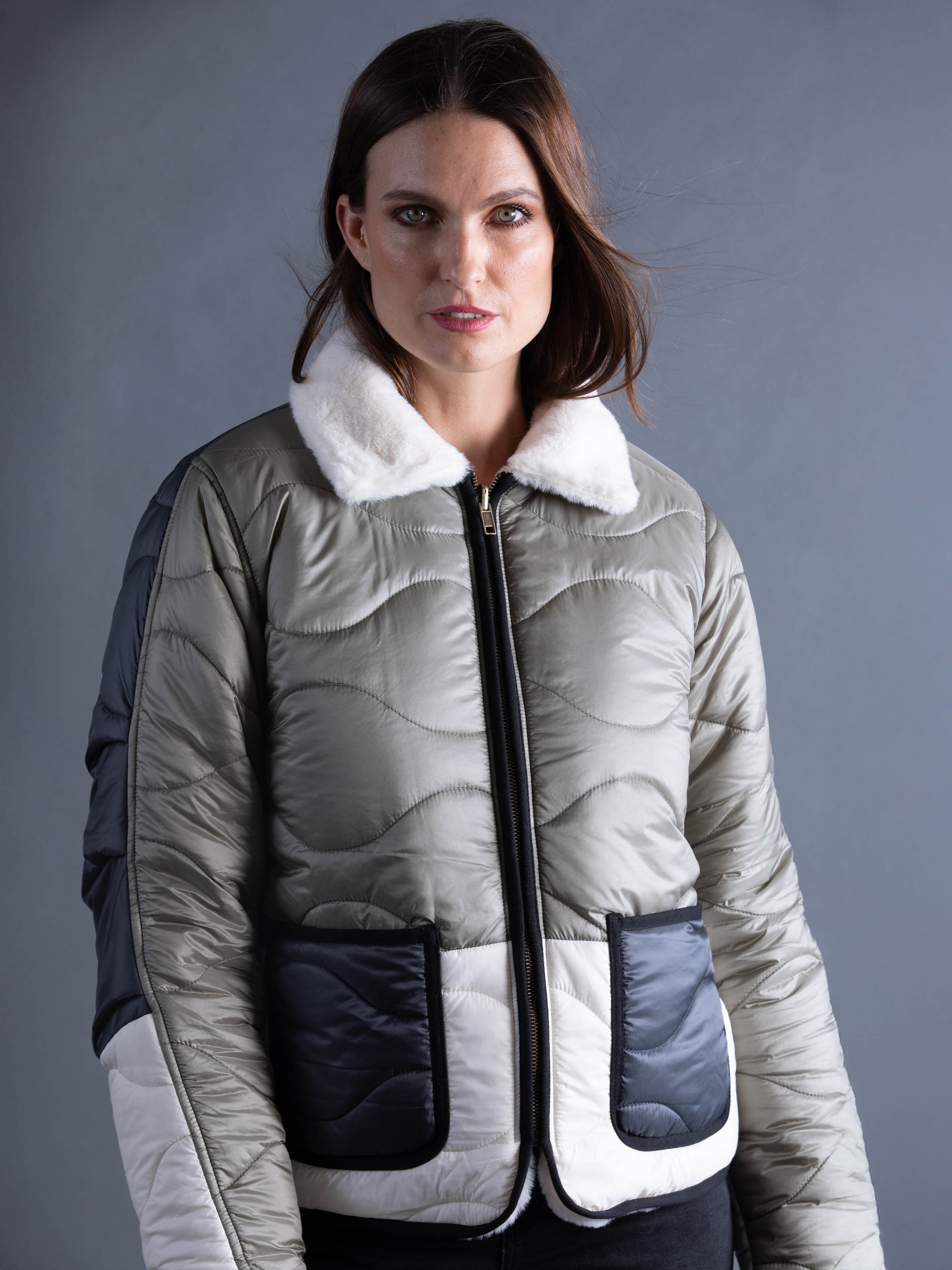 Reversible Quilted Jacket (One Side Imitation Fur)