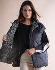 Printed Sleeveless Quilted Jacket
