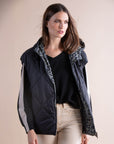 Printed Sleeveless Quilted Jacket