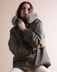 Short Hooded Parka in Khaki