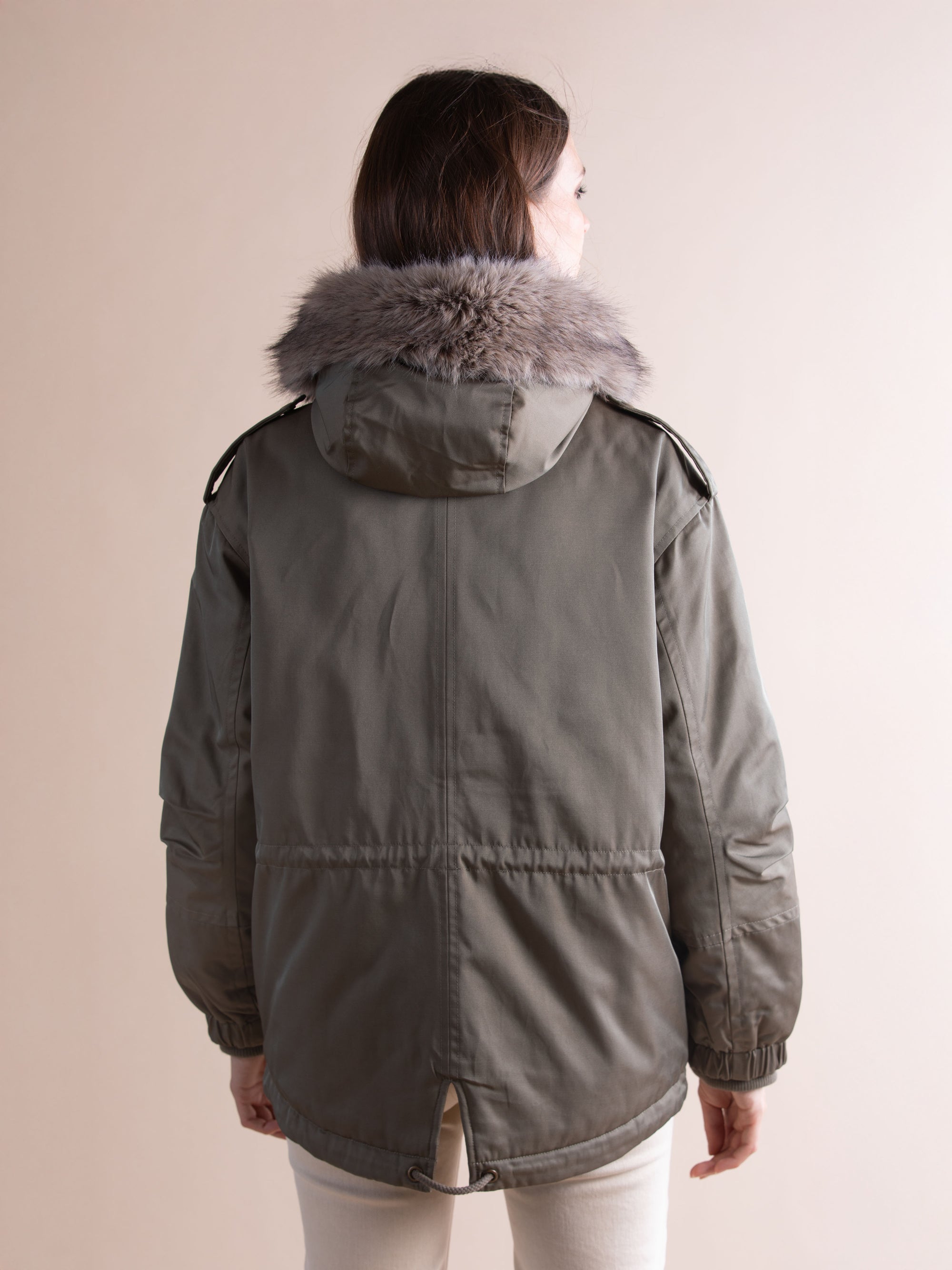 Short Hooded Parka in Khaki