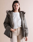 Short Hooded Parka in Khaki