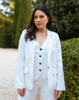 Striped Blazer in White