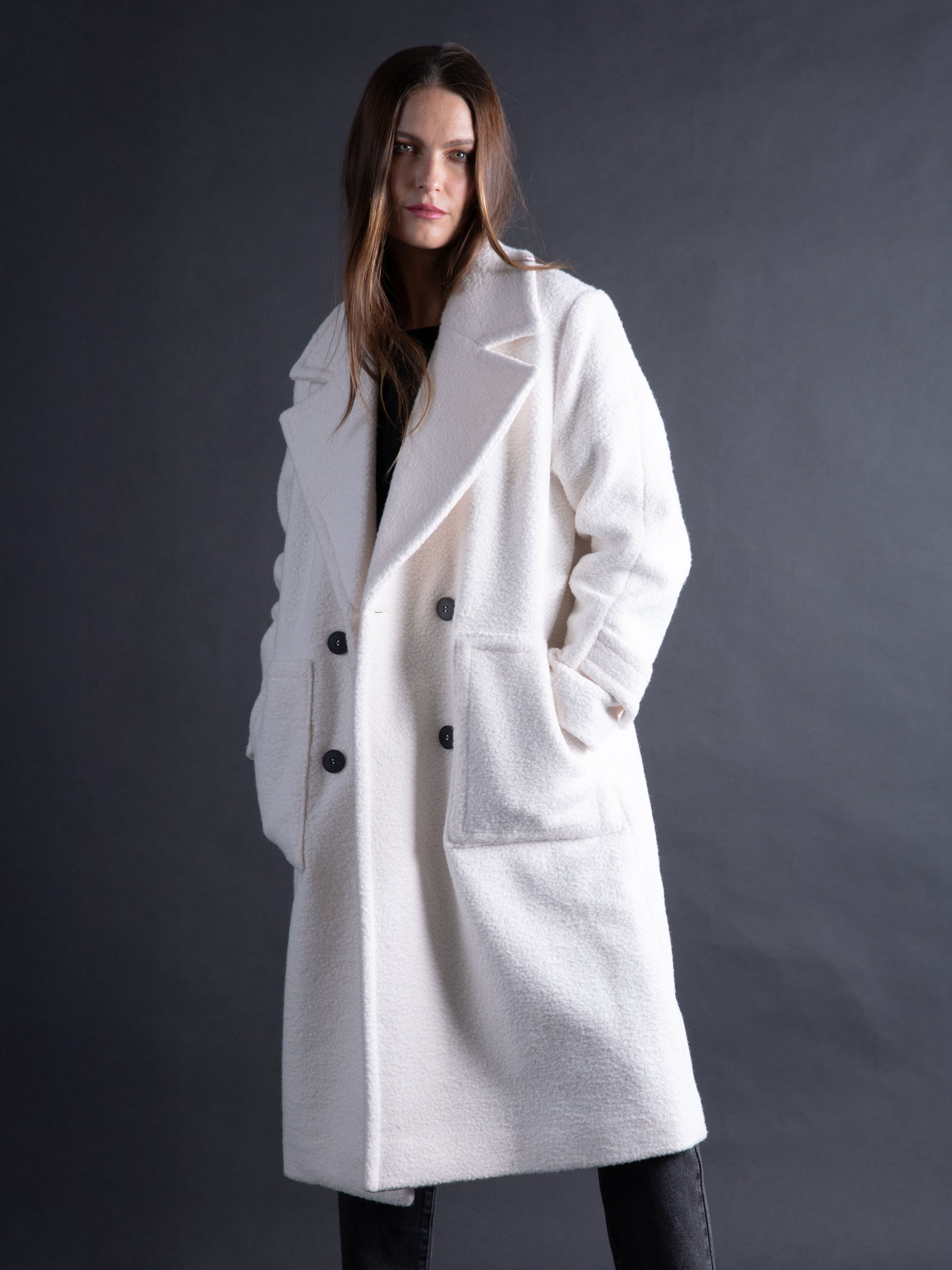 Bouclette Coat in Ivory