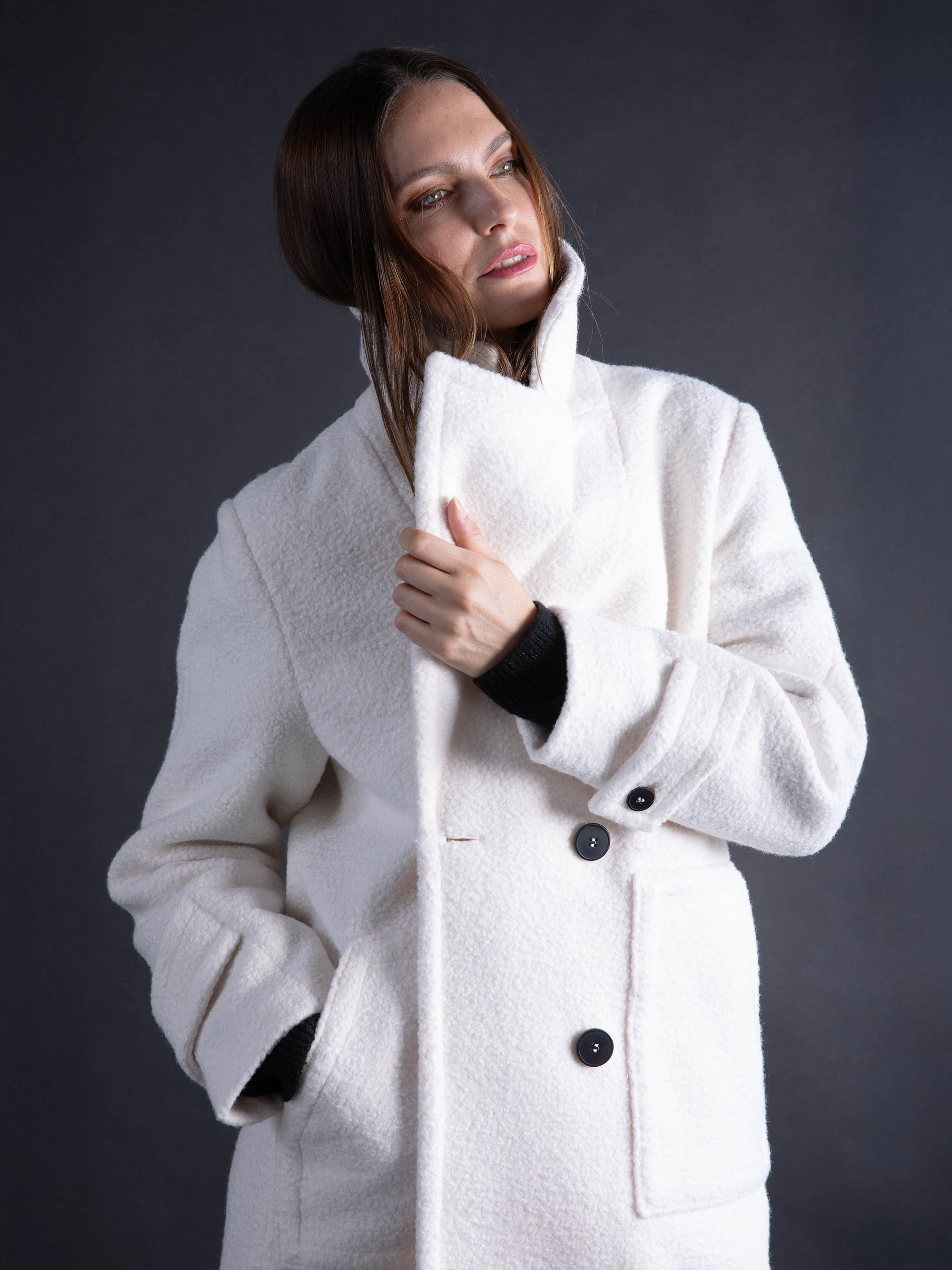 Bouclette Coat in Ivory