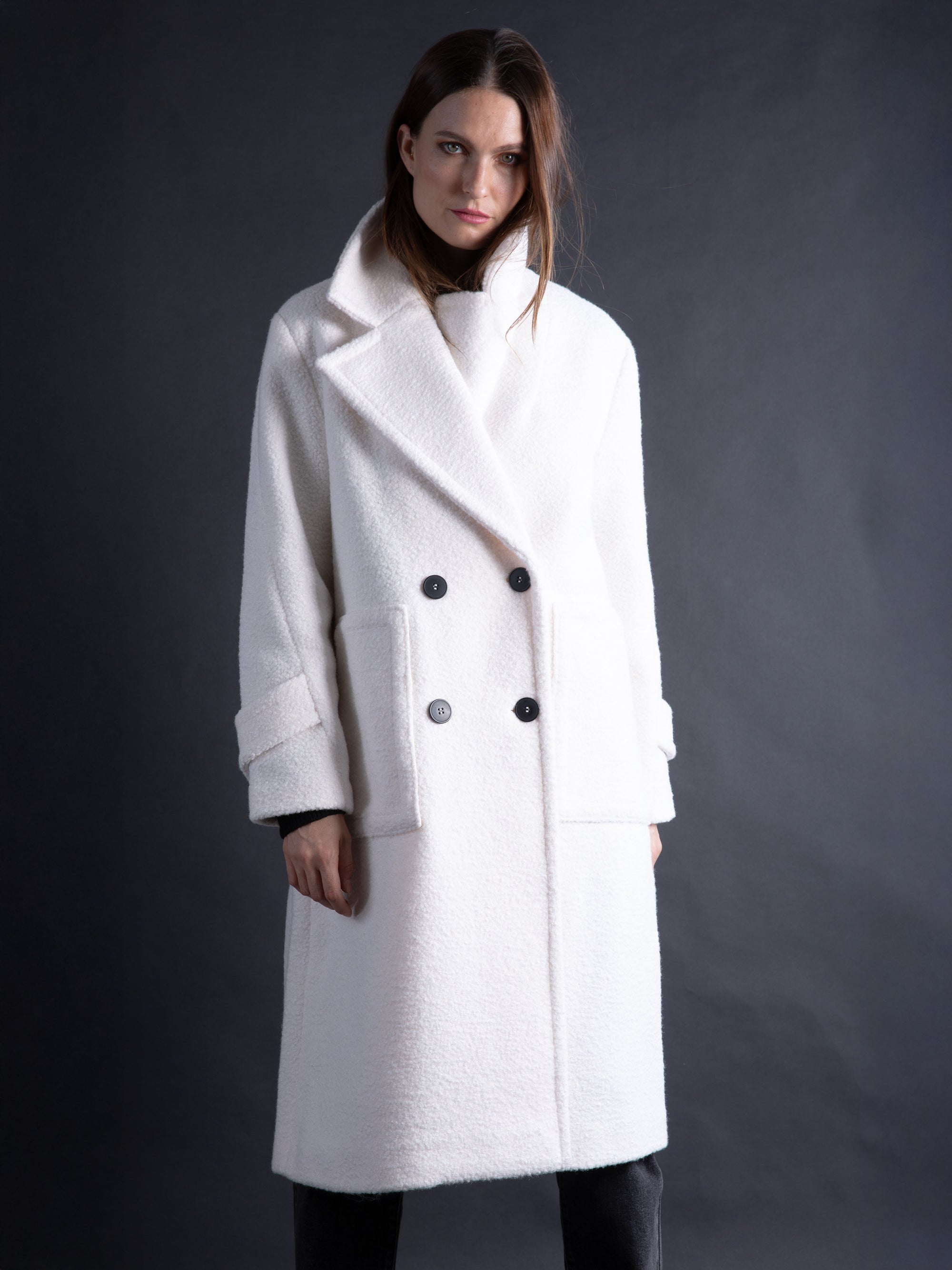 Bouclette Coat in Ivory