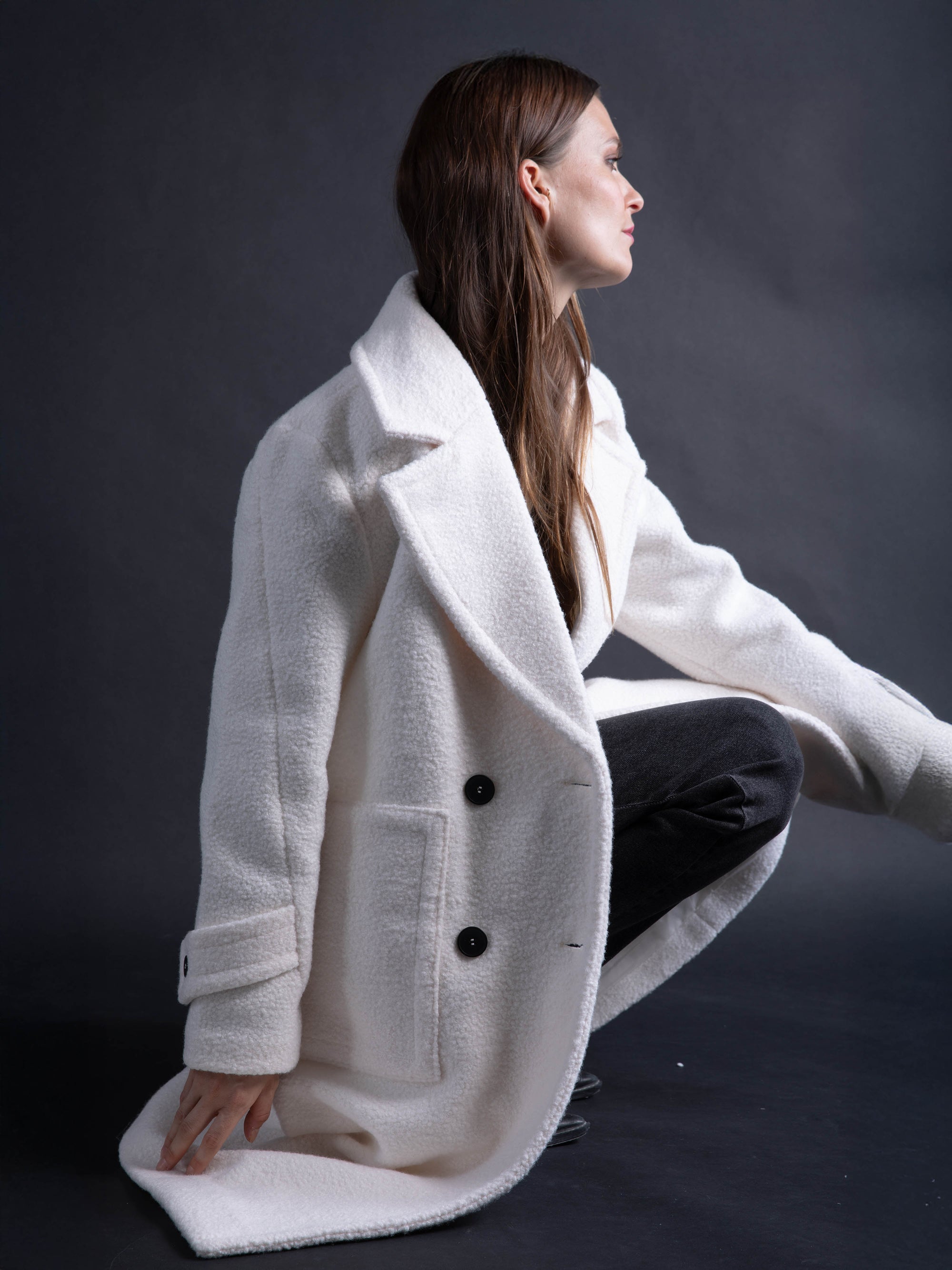 Bouclette Coat in Ivory