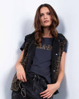Reversible Leopard Gilet in Anthracite