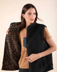 Reversible Leopard Gilet in Anthracite