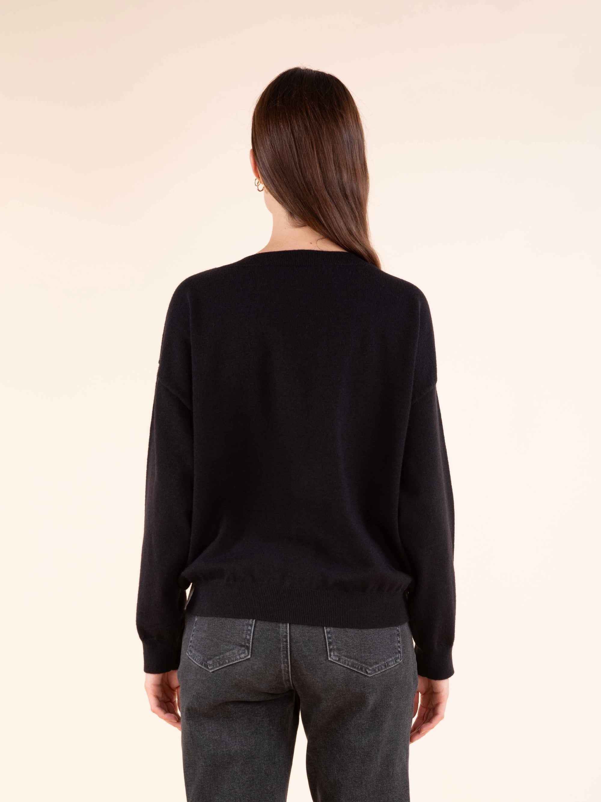 Contrast Stripe Jumper in Black