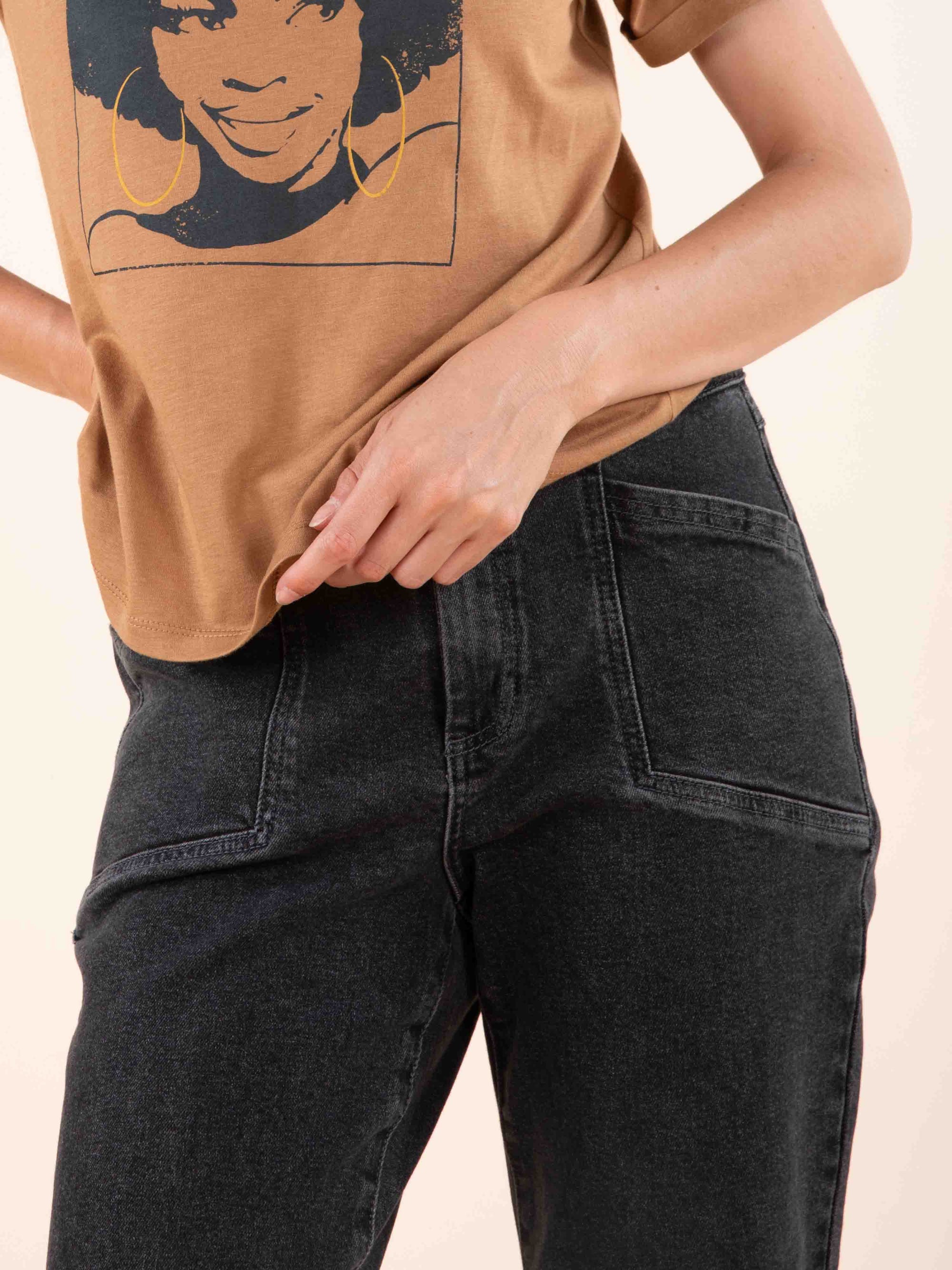 Elastic Waist Jeans in Anthracite