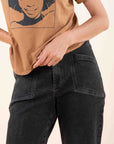 Elastic Waist Jeans in Anthracite