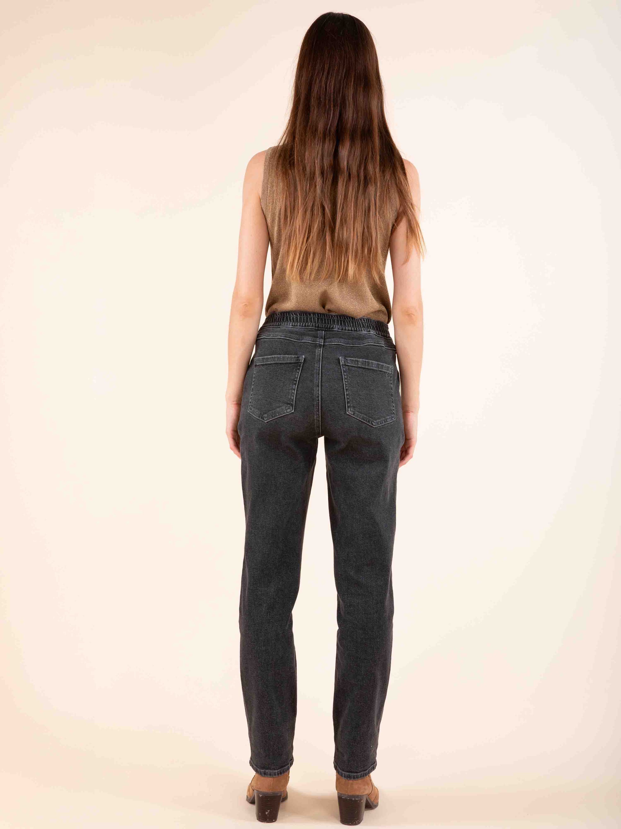 Elastic Waist Jeans in Anthracite