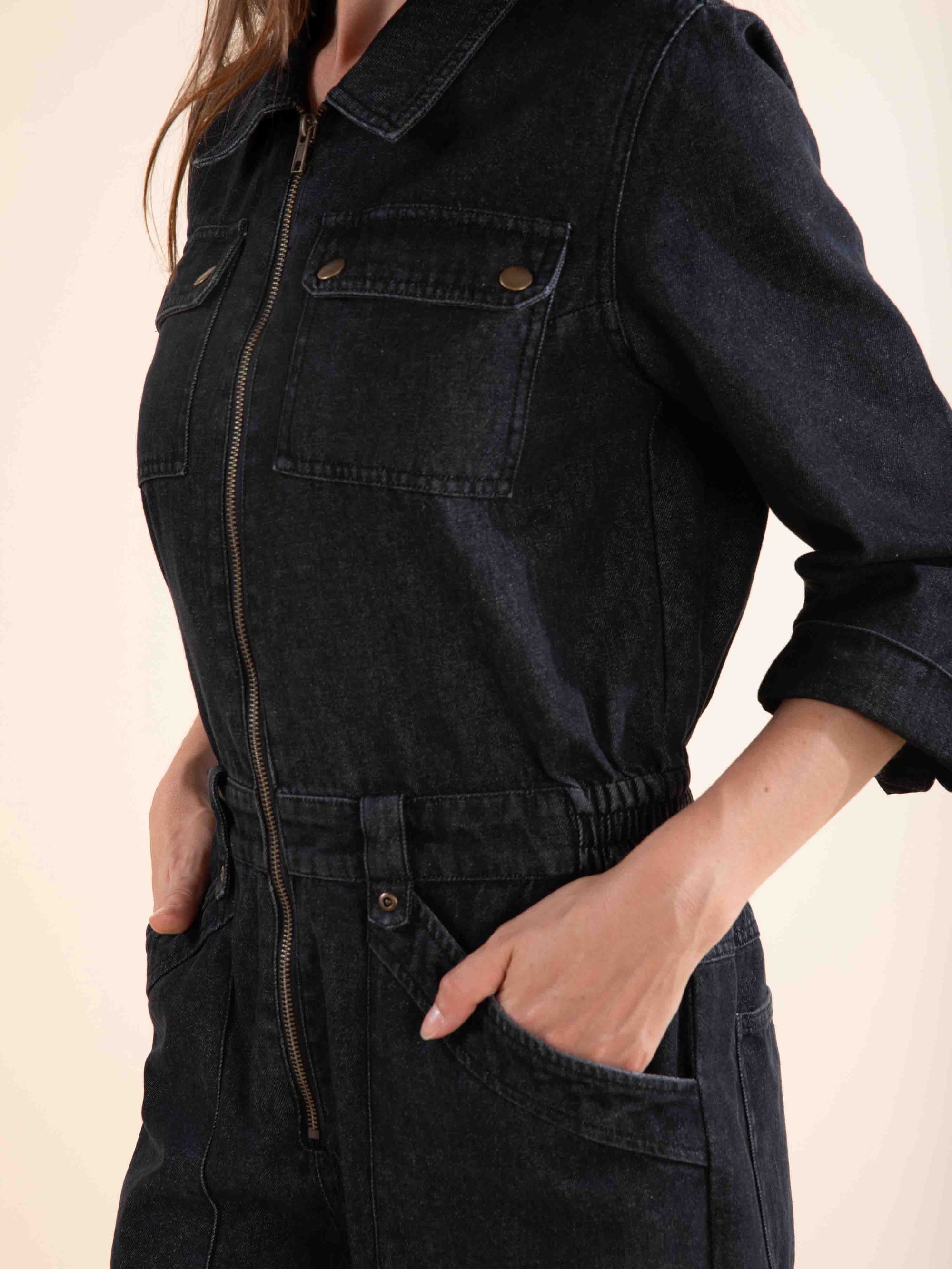Denim Jumpsuit in Anthracite