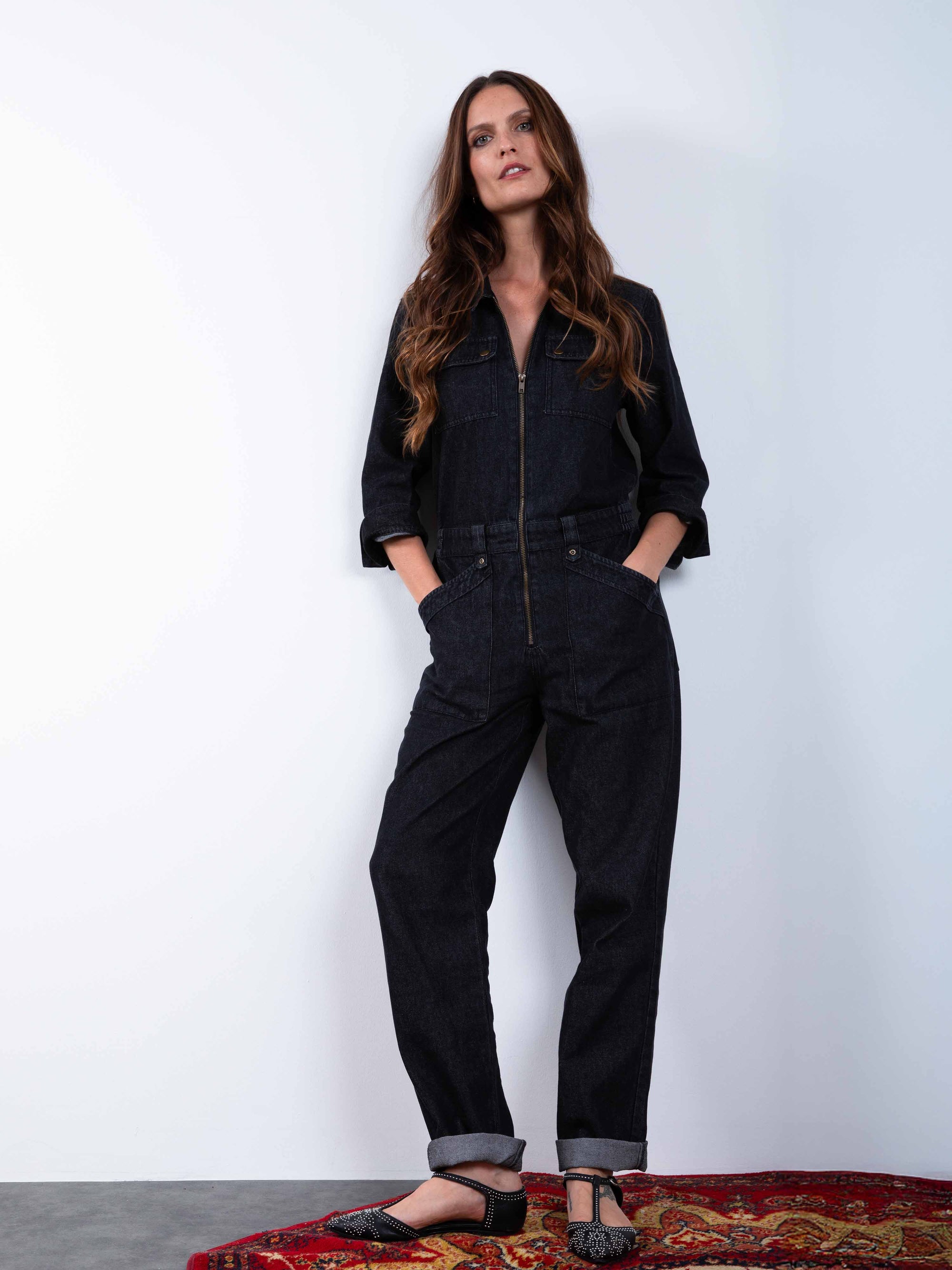 Denim Jumpsuit in Anthracite
