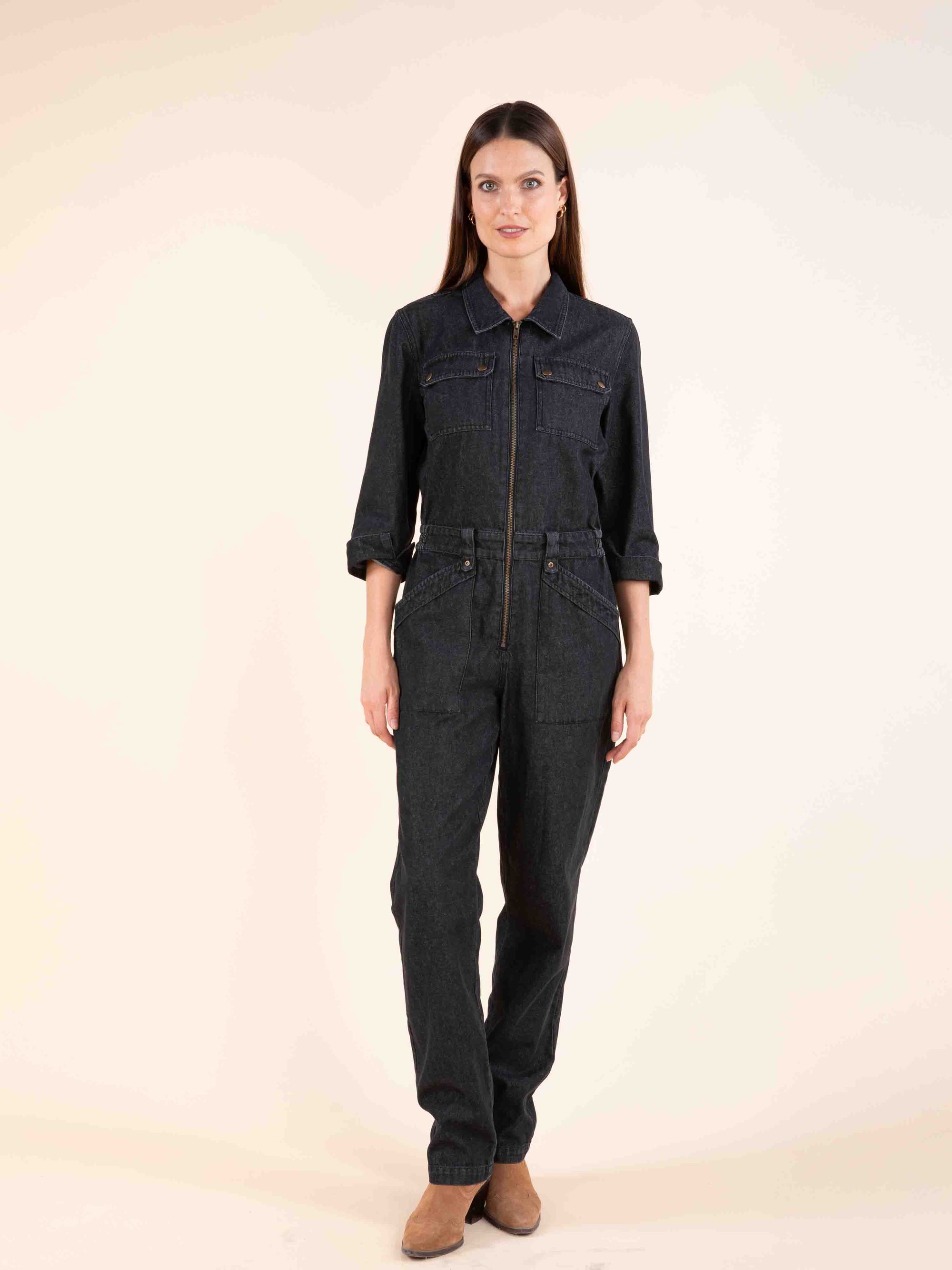 Denim Jumpsuit in Anthracite