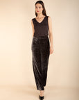 Printed Velvet Straight Trousers