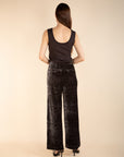 Printed Velvet Straight Trousers