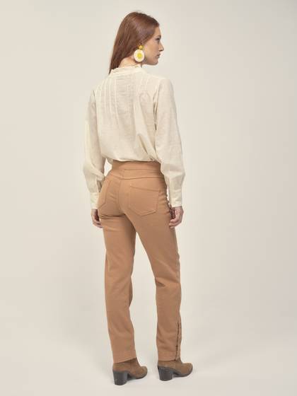 Trouser with buttons at leg Caramel