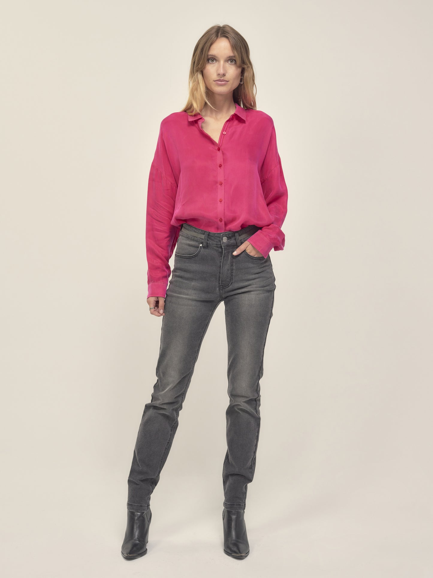 Kate Carbon Grey Jeans with lurex detail on waistband