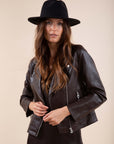 Biker Jacket in Chocolate Brown