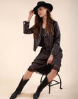 Biker Jacket in Chocolate Brown