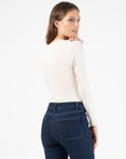 Monica Tshirt with Lace Neckline in Ecru