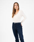 Monica Tshirt with Lace Neckline in Ecru