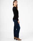 Monica Tshirt with Lace Neckline in Black