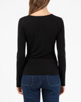 Monica Tshirt with Lace Neckline in Black
