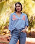 Crossed Shirt in Sky Blue Size 18, 20