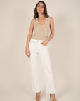 JANE Flared Jeans in Ecru Size 18
