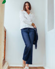 JANE Flared Blue Jeans in Raw \Denim